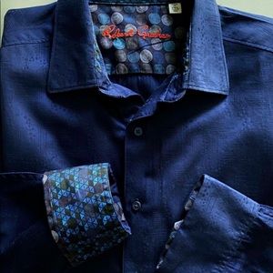 ROBERT GRAHAM BLUE SHIRT FLIP CUFFS 2XL